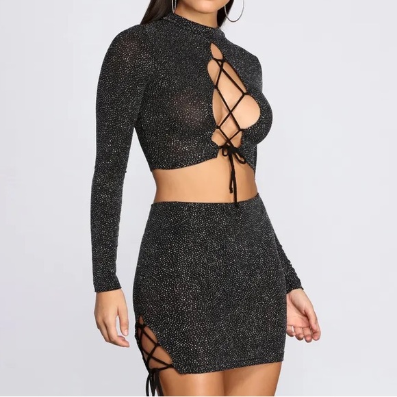 Bling It Together Glitter Mini Skirt - Picture 3 of 3